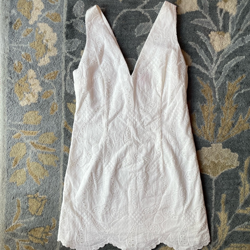 Lilly Pulitzer White Eyelet V-Neck Mini Dress